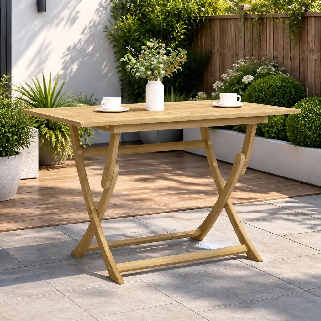 Folding Garden Table Solid Acacia Wood 120x70x75cm Brown