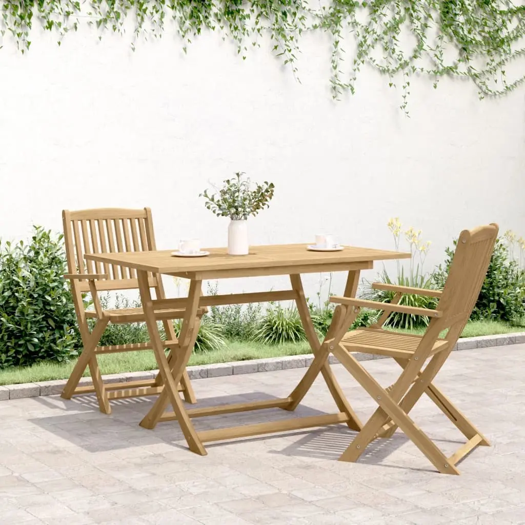 Folding Garden Table Solid Acacia Wood 120x70x75cm Brown