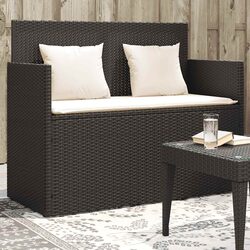 Durable Outdoor Garden Bench with Storage and Cushion