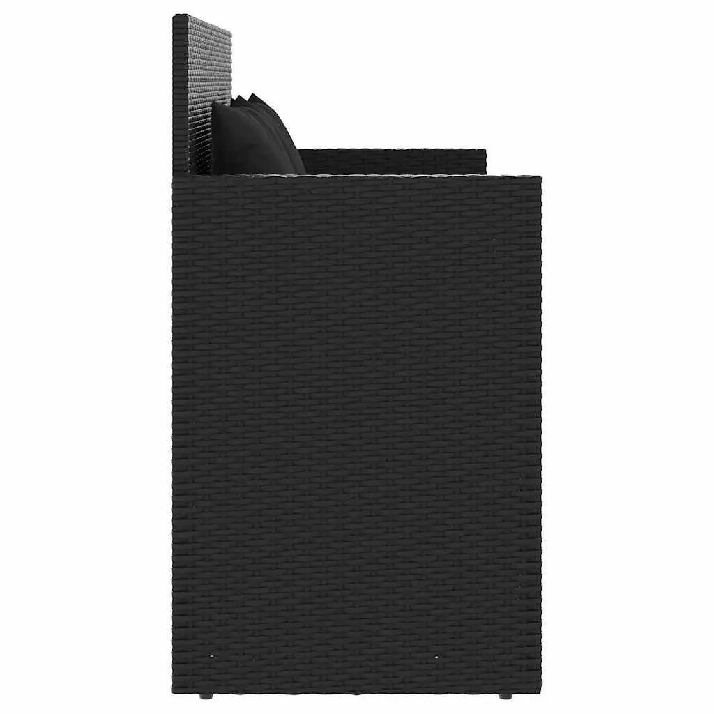 Outdoor Garden Bench Poly Rattan Black with Cushion