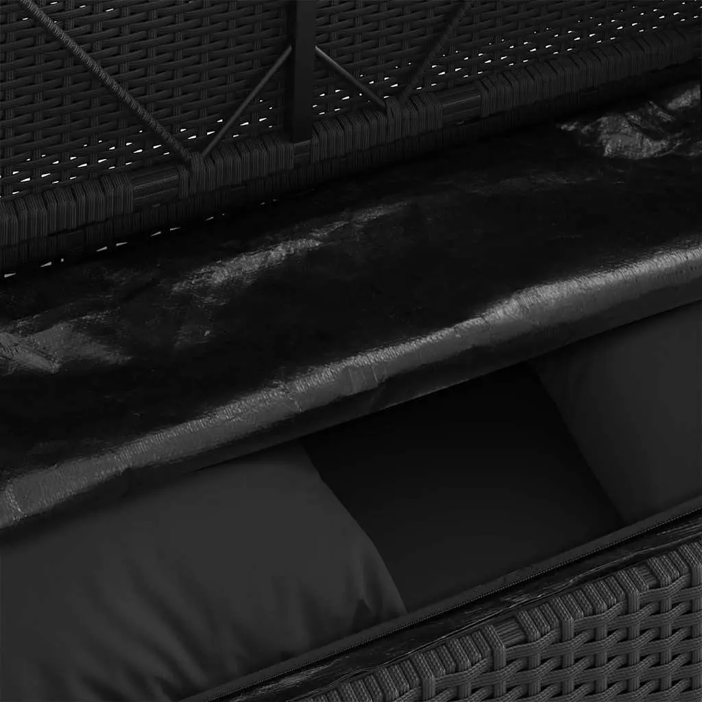 Outdoor Garden Bench Poly Rattan Black with Cushion