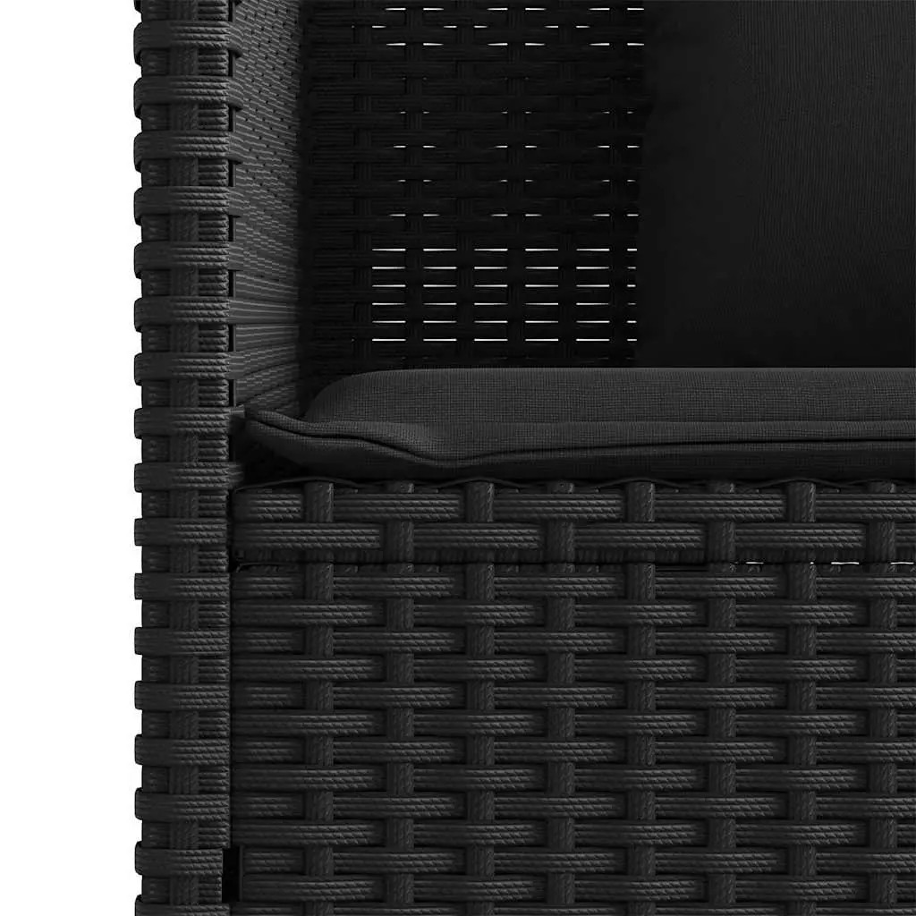 Outdoor Garden Bench Poly Rattan Black with Cushion