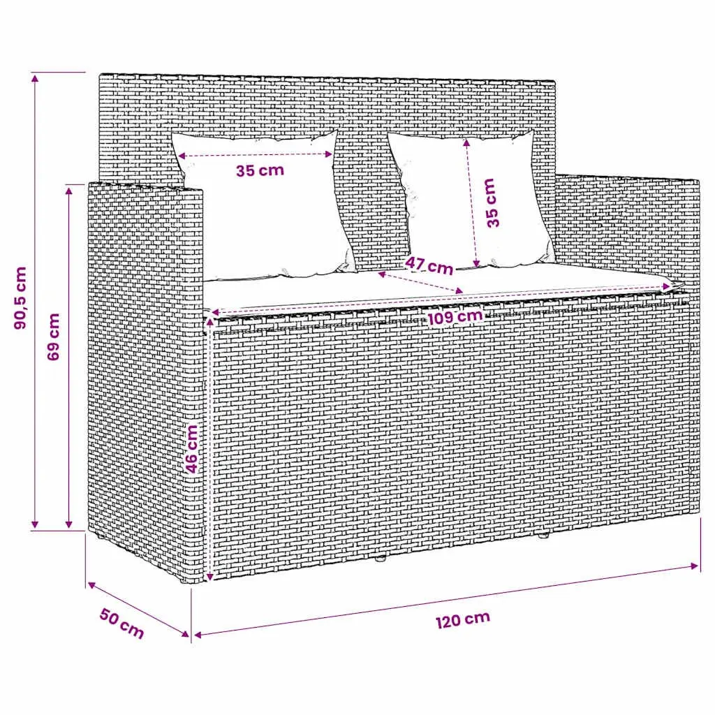 Garden Bench with Storage Cushion in Grey