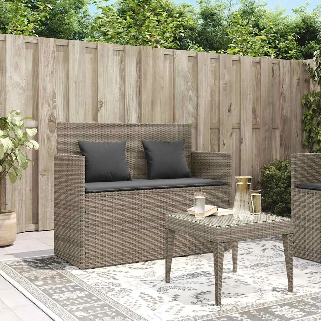 Garden Bench with Storage Cushion in Grey