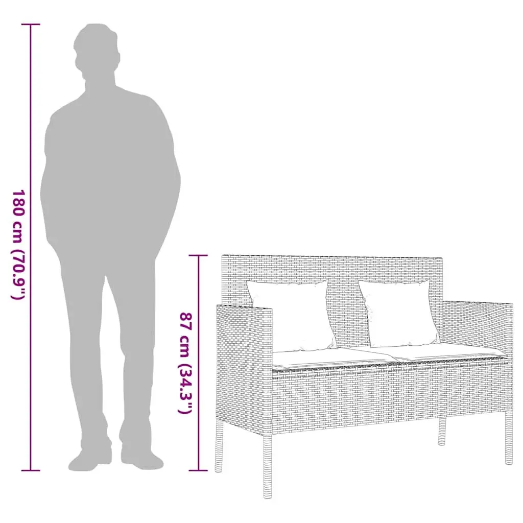 Black Poly Rattan Garden Bench with Storage