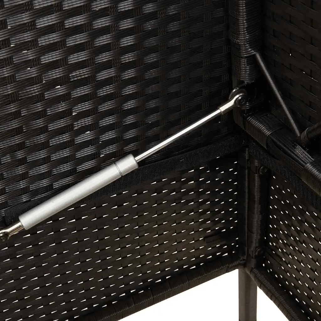 Black Poly Rattan Garden Bench with Storage