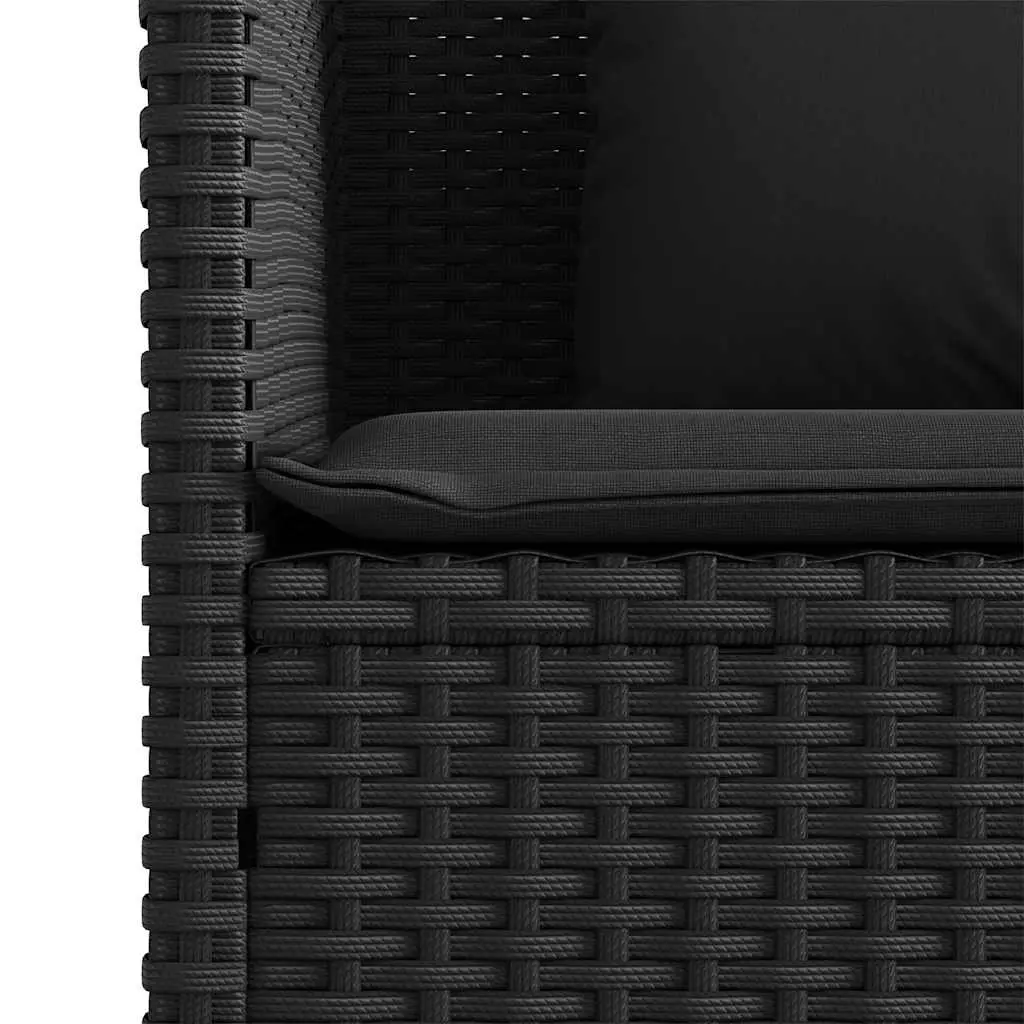 Outdoor Garden Bench PE Rattan Storage Cushion Black