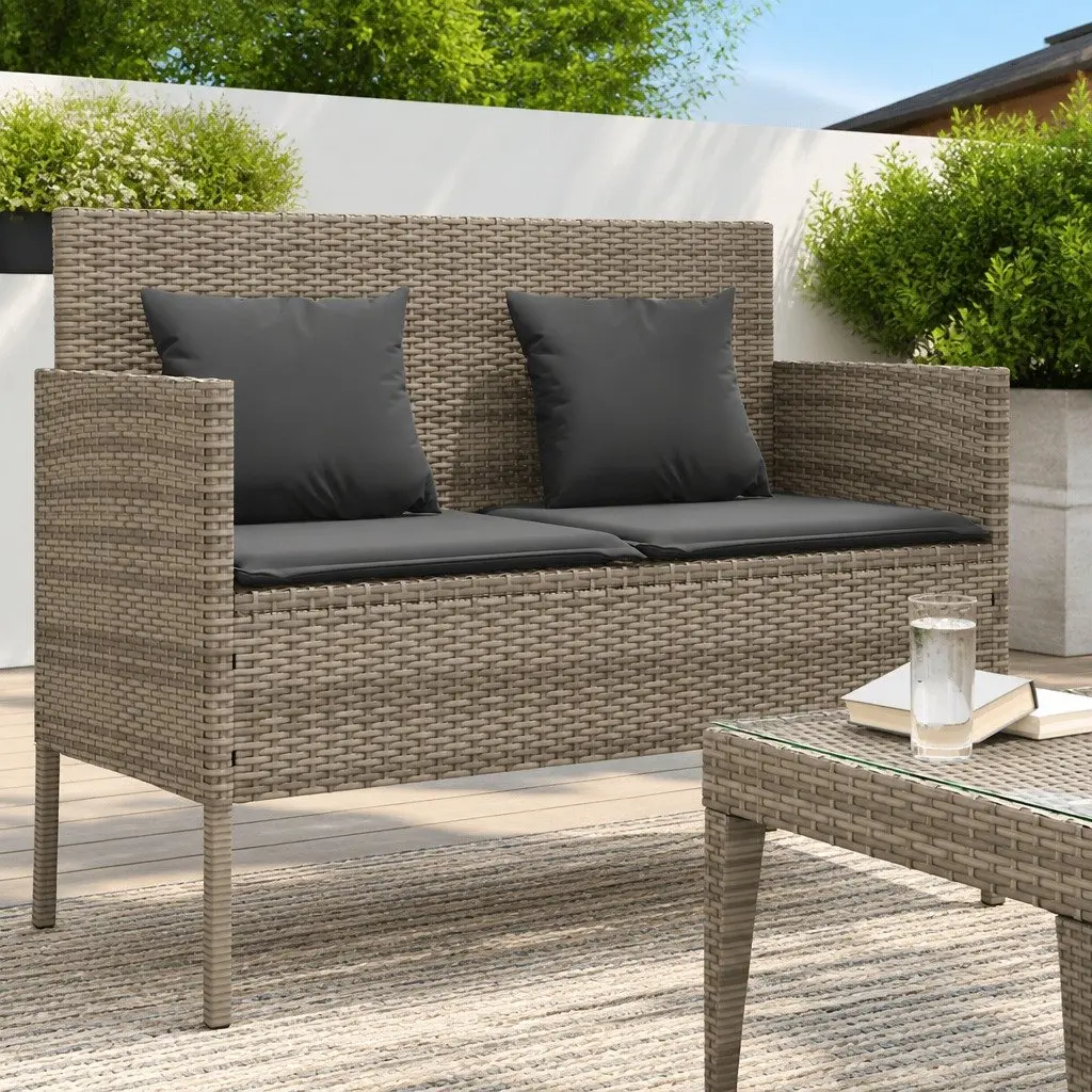 Grey Garden Bench with Storage Cushion