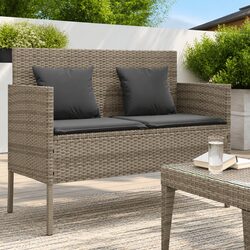 Durable Grey Garden Bench with Storage Cushion