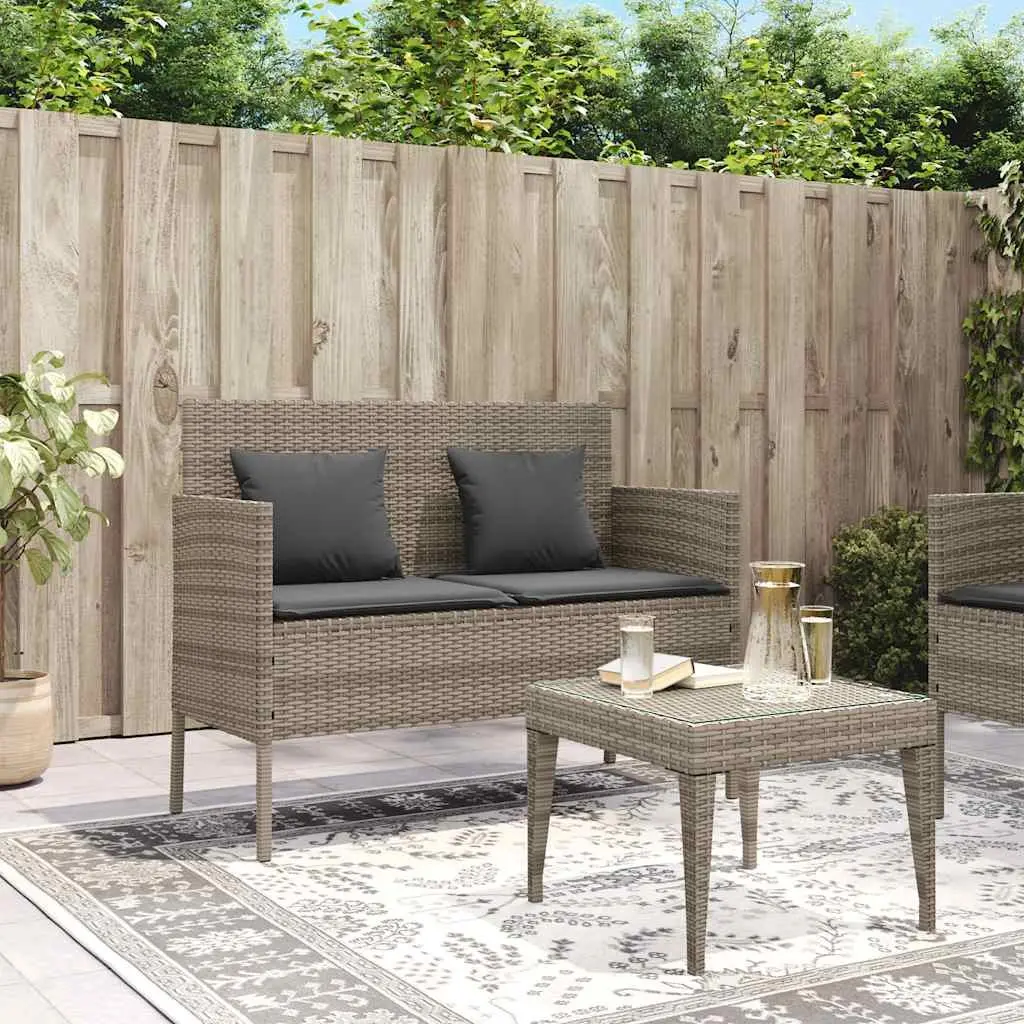Grey Garden Bench with Storage Cushion