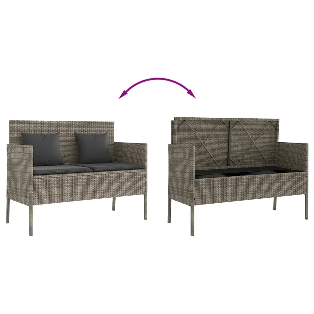 Grey Garden Bench with Storage Cushion