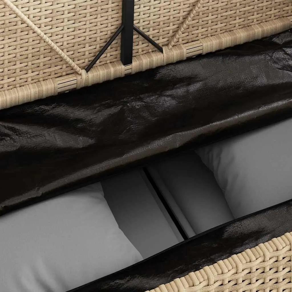 Beige Poly Rattan Garden Bench with Padded Cushion