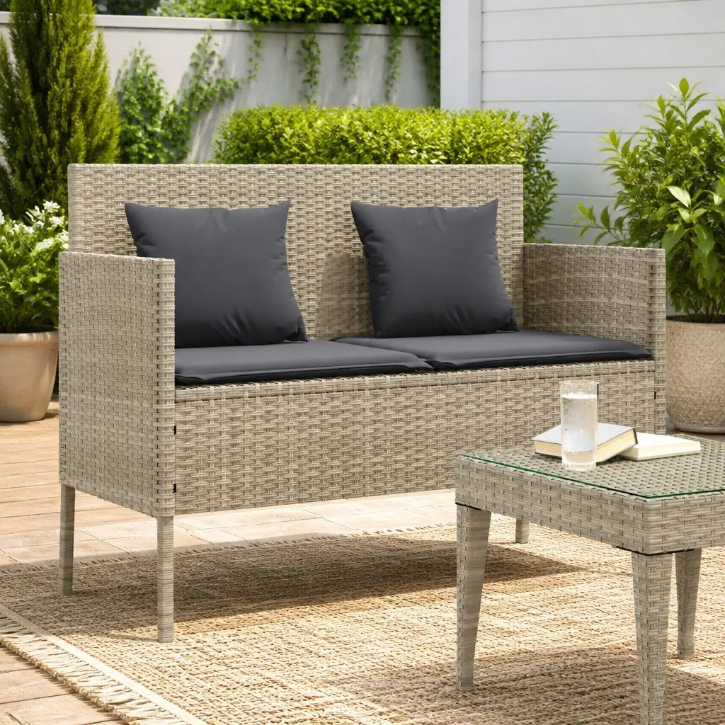Garden Bench with Storage and Cushioned Seat