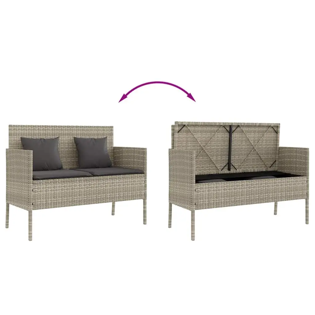 Garden Bench with Storage and Cushioned Seat
