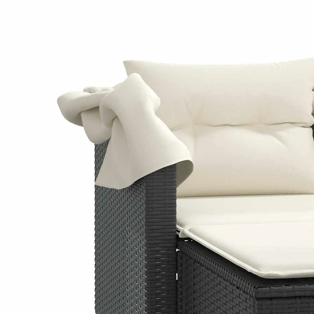 2-Seater Outdoor Garden Sofa with Canopy and Stools