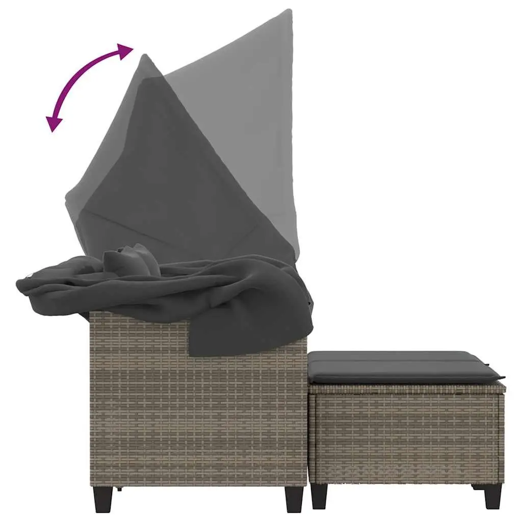 Grey Outdoor Garden Sofa with Canopy and Stools