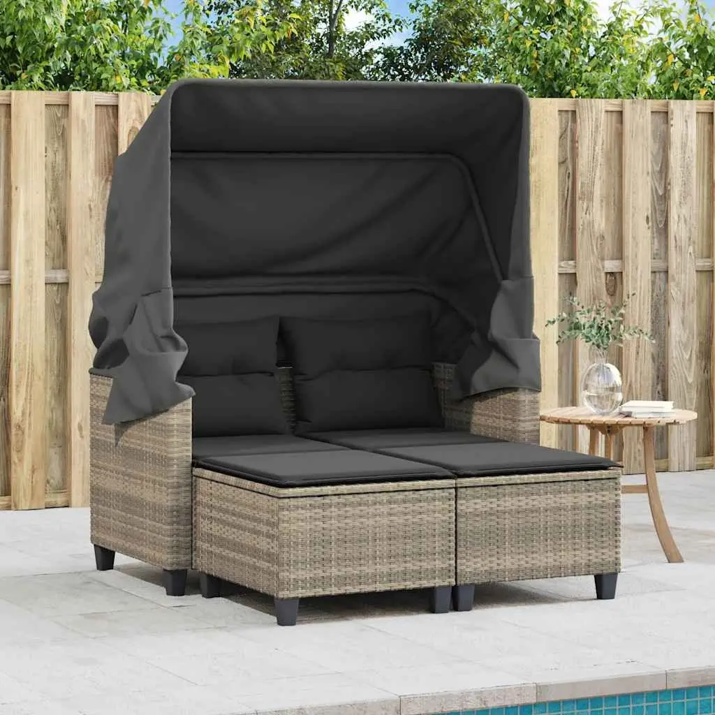 2-Seater Outdoor Garden Sofa with Canopy