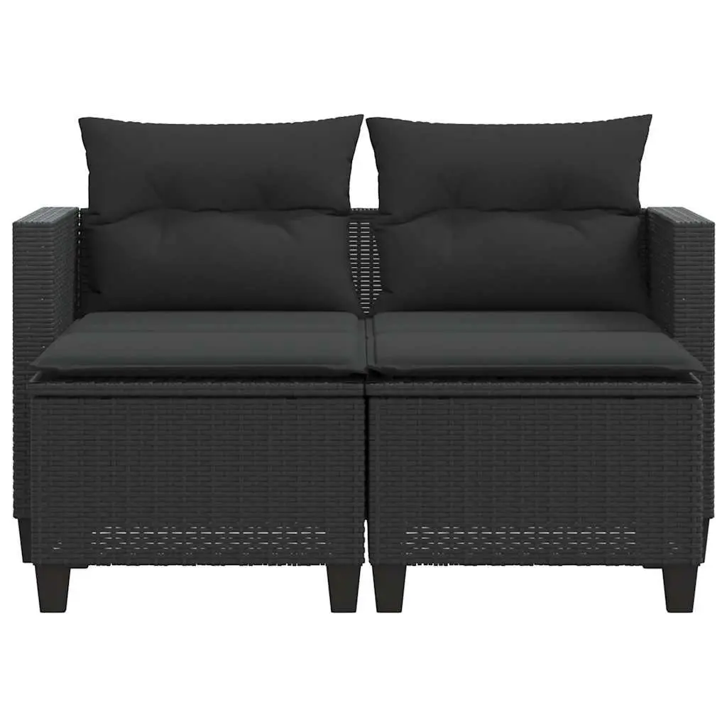 Black Poly Rattan Outdoor Garden Sofa 2-Seater Set