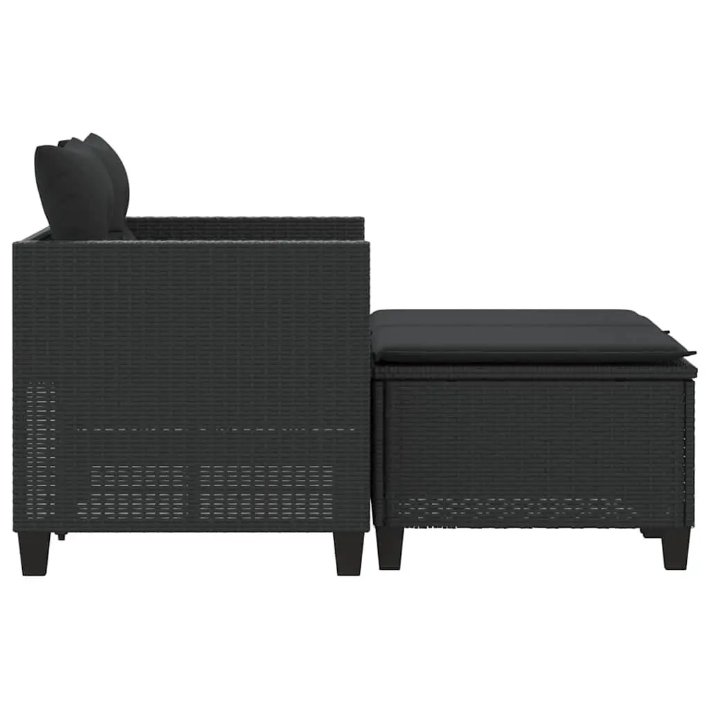 Black Poly Rattan Outdoor Garden Sofa 2-Seater Set
