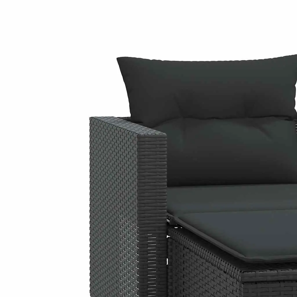 Black Poly Rattan Outdoor Garden Sofa 2-Seater Set