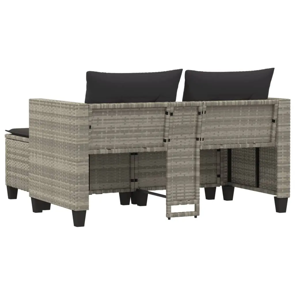 Grey 2-Seater Garden Sofa with Stools