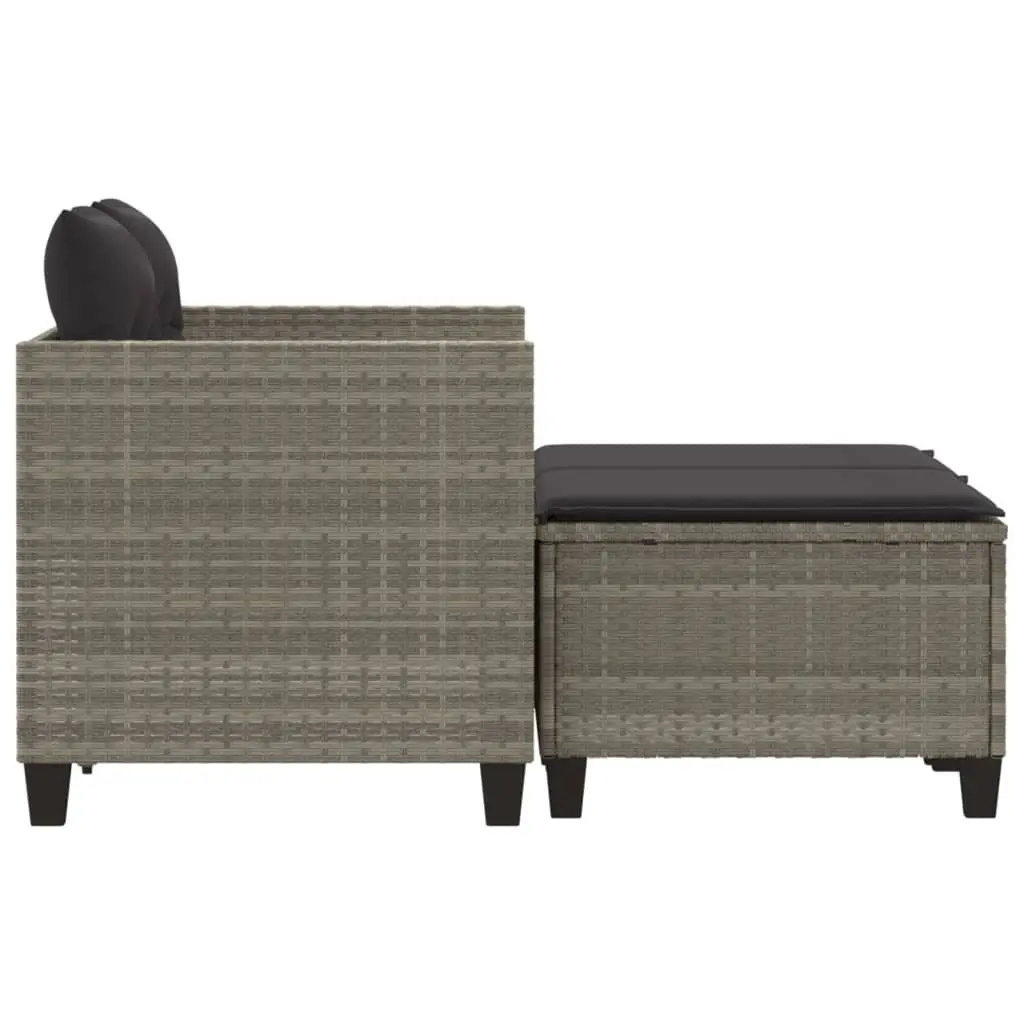 Grey 2-Seater Garden Sofa with Stools