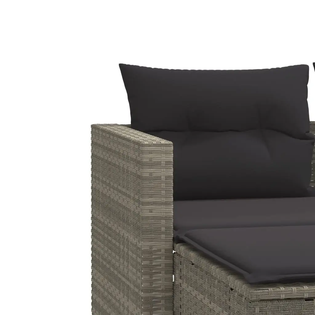 Grey 2-Seater Garden Sofa with Stools