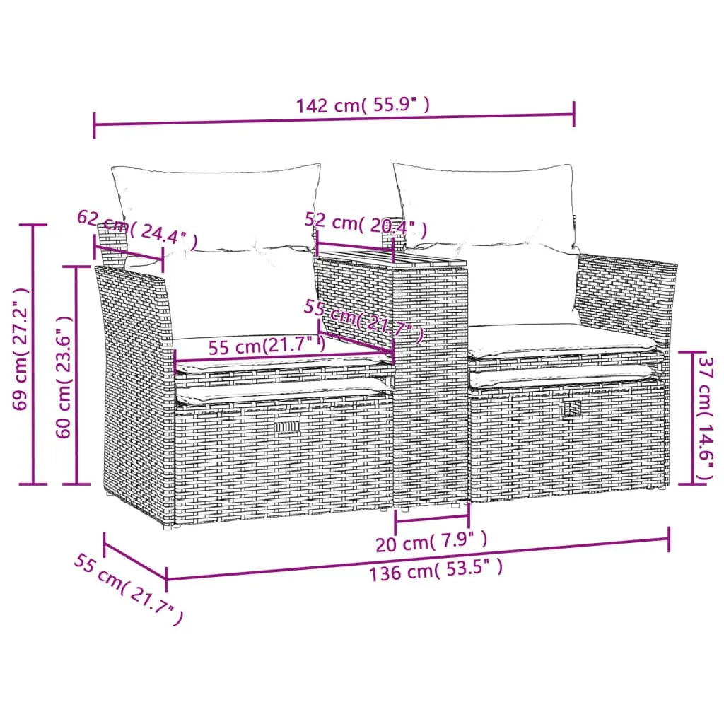 Outdoor Garden Sofa Set with Stools and Table