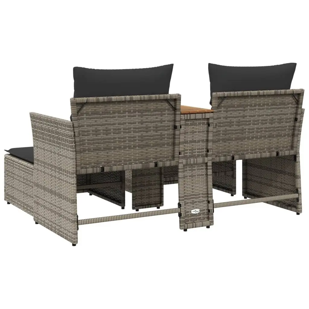 Grey 2-Seater Outdoor Garden Sofa with Stools and Table