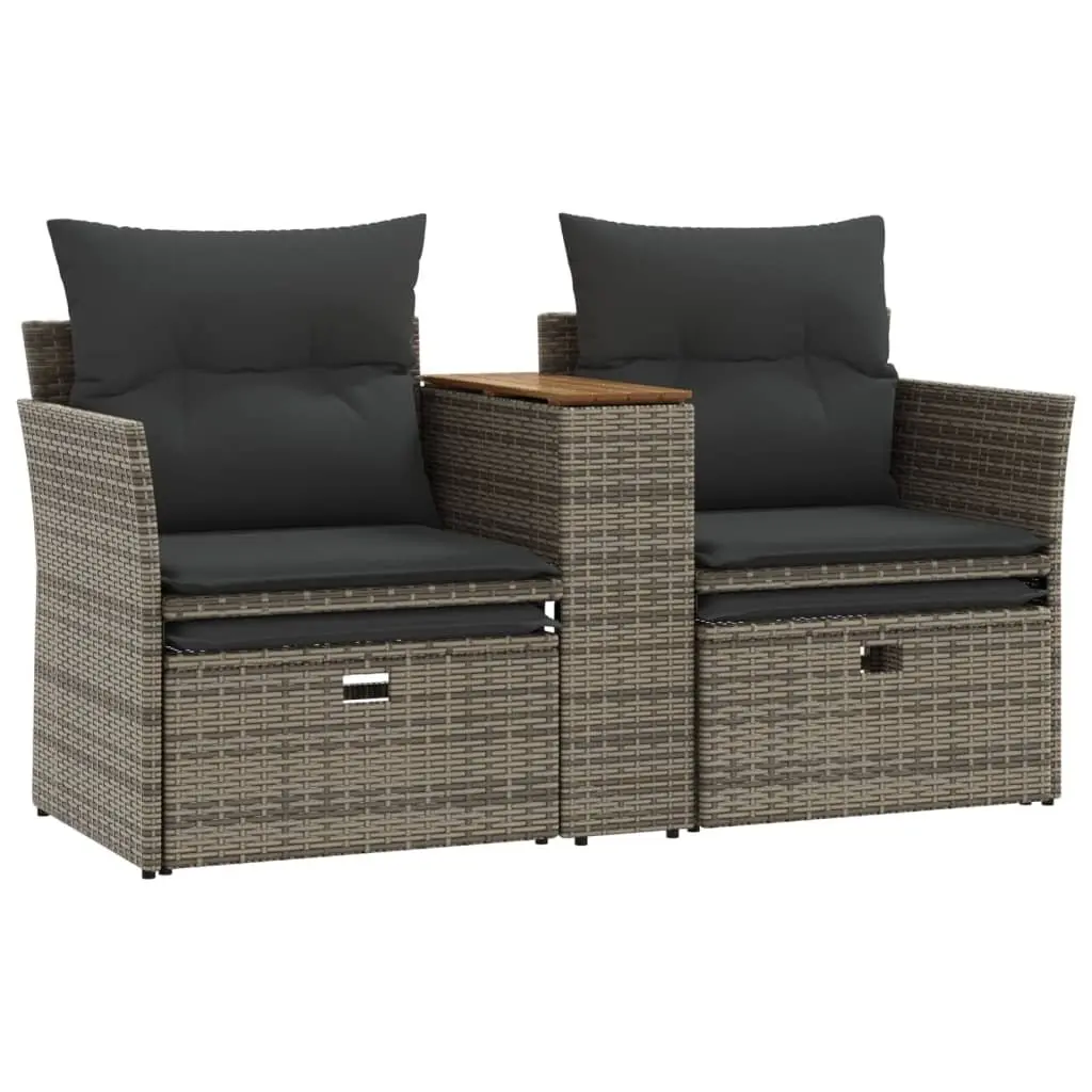 Grey 2-Seater Outdoor Garden Sofa with Stools and Table