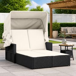 Premium Double Sun Lounger with Canopy and Cushions