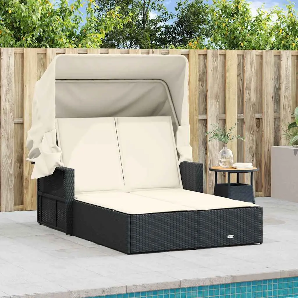 Double Sun Lounger with Canopy and Cushions