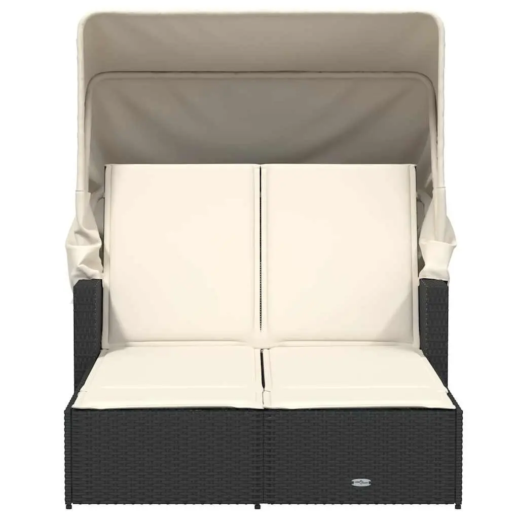 Double Sun Lounger with Canopy and Cushions