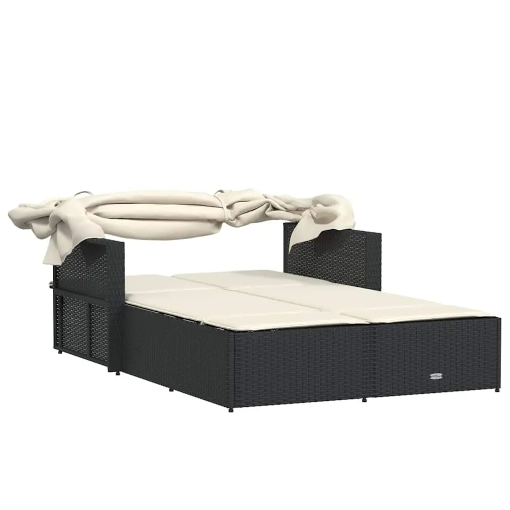 Double Sun Lounger with Canopy and Cushions