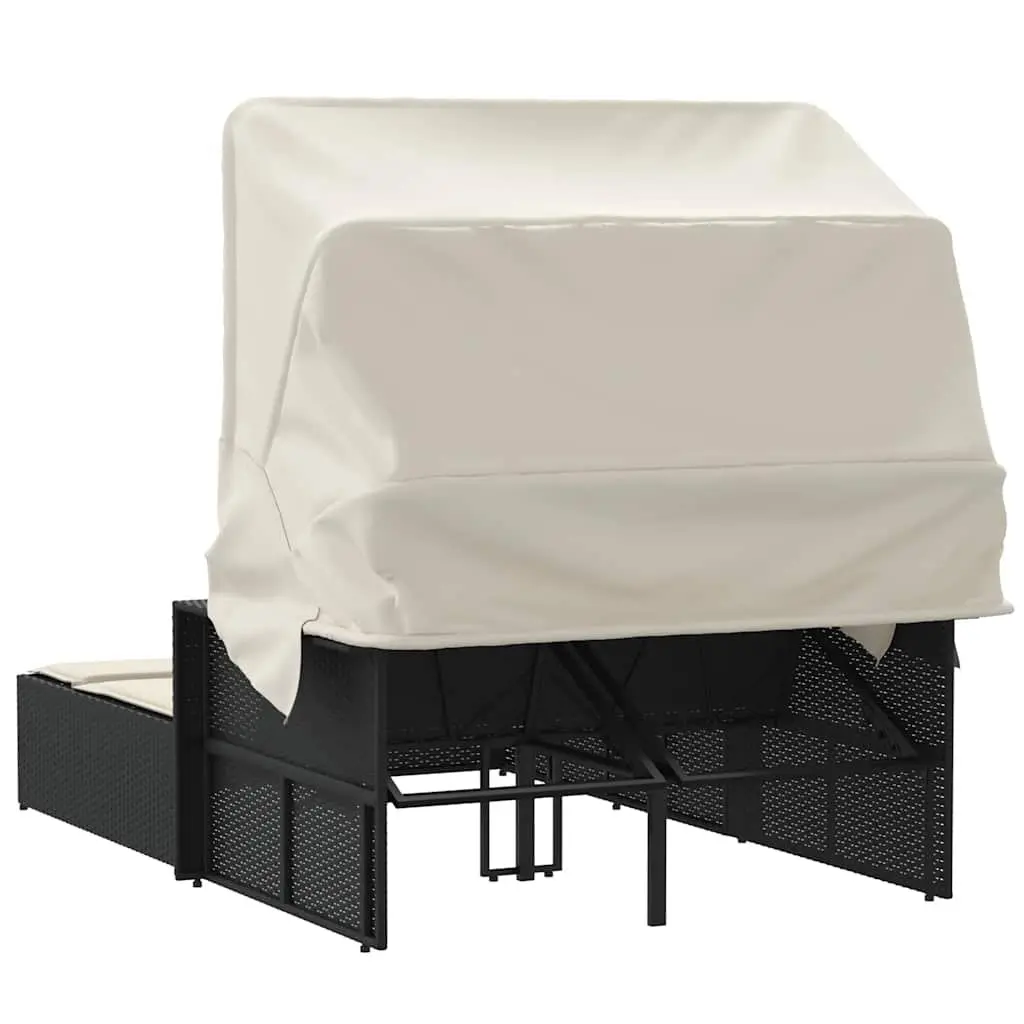 Double Sun Lounger with Canopy and Cushions