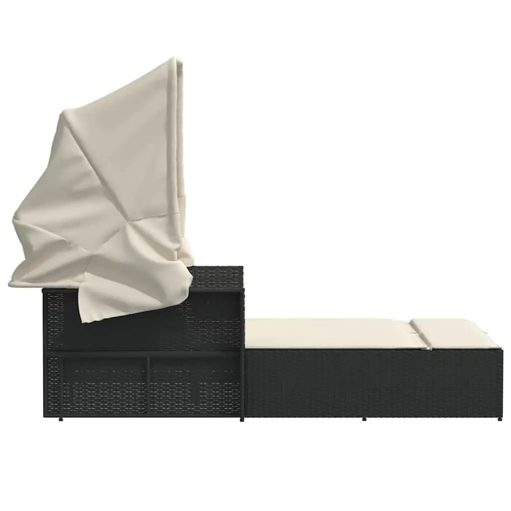 Double Sun Lounger with Canopy and Cushions