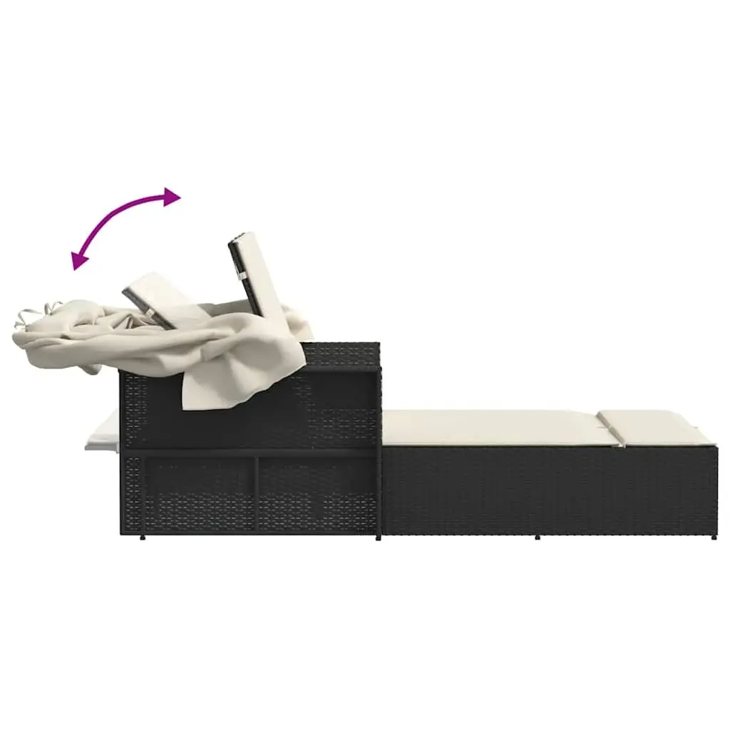 Double Sun Lounger with Canopy and Cushions