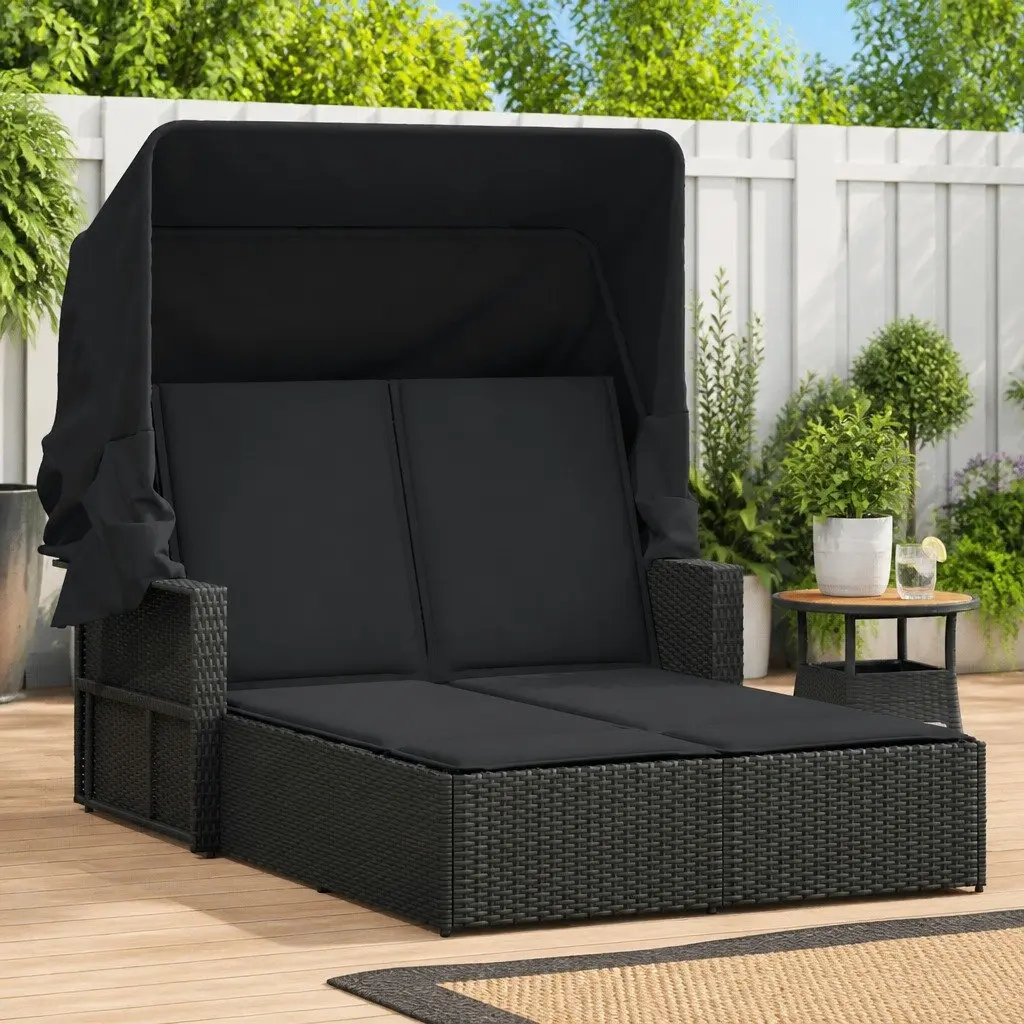 Double Sun Lounger with Adjustable Canopy