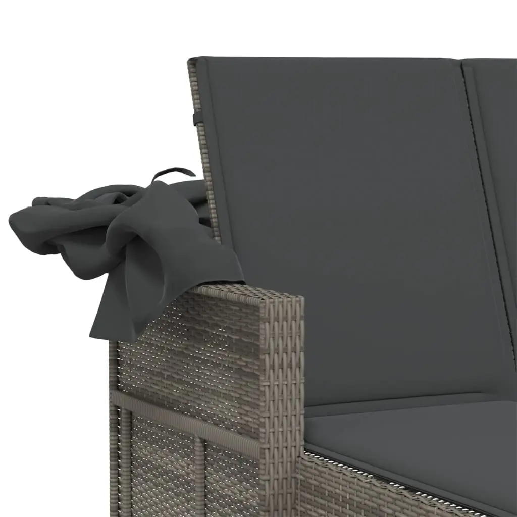 Double Sun Lounger with Retractable Canopy in Grey