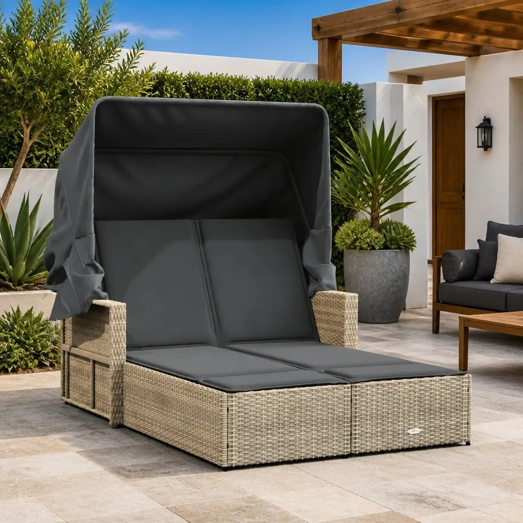 Double Sun Lounger with Adjustable Canopy