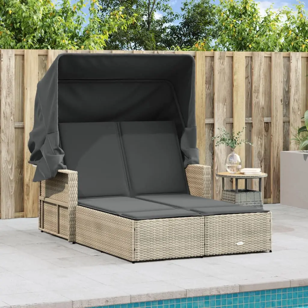 Double Sun Lounger with Adjustable Canopy