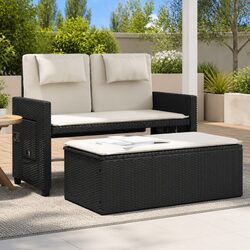 Stylish Outdoor Loveseat Sofa Bed with Cushions - Black