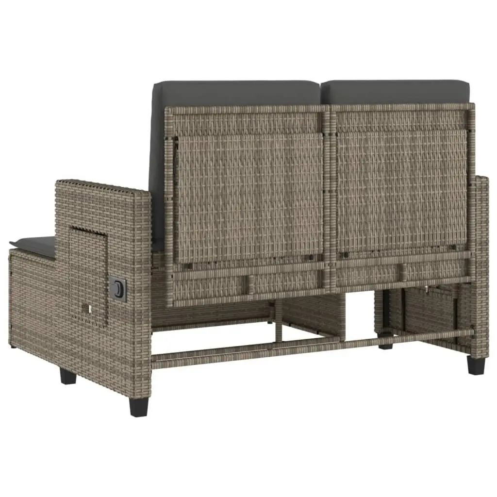 Grey Poly Rattan 2-in-1 Reclining Garden Bench