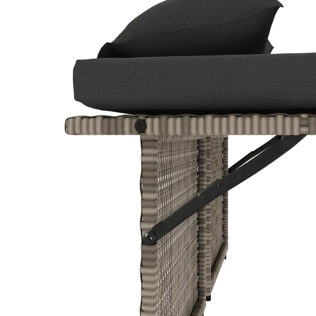 Grey Poly Rattan 2-in-1 Reclining Garden Bench