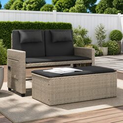 Durable Grey 2-in-1 Loveseat Sofa Bed for Outdoors