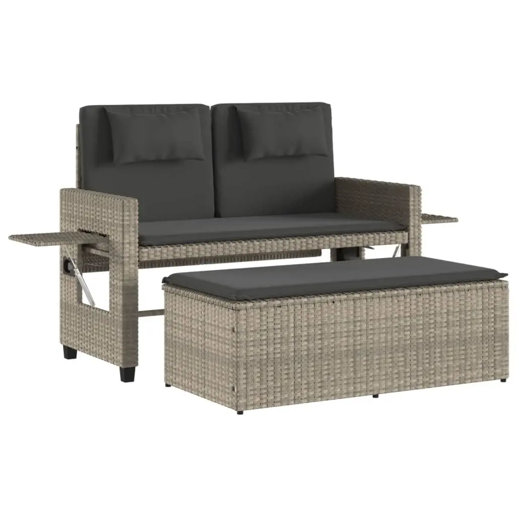 Grey 2-in-1 Loveseat Sofa Bed for Outdoors