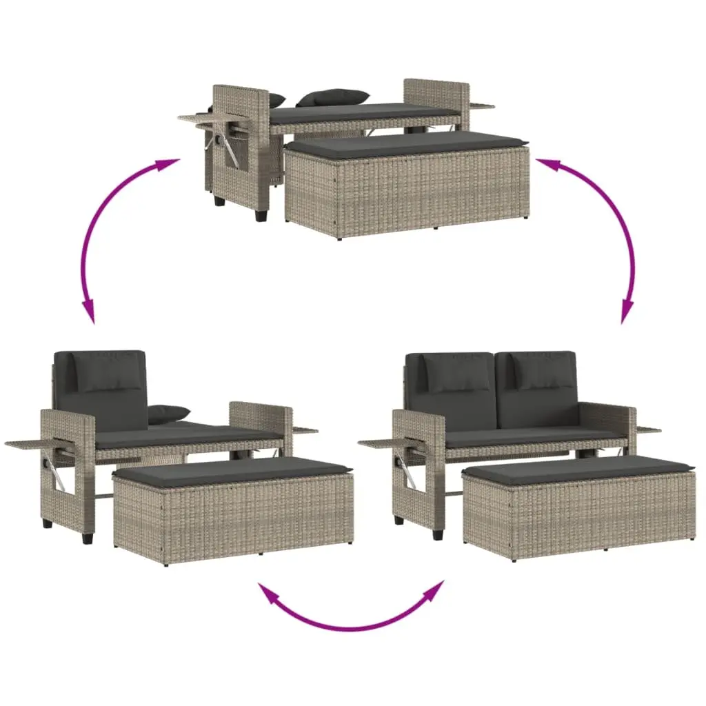 Grey 2-in-1 Loveseat Sofa Bed for Outdoors