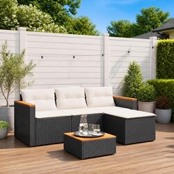 Durable 3 Piece Garden Sofa Set with Cushions in Black