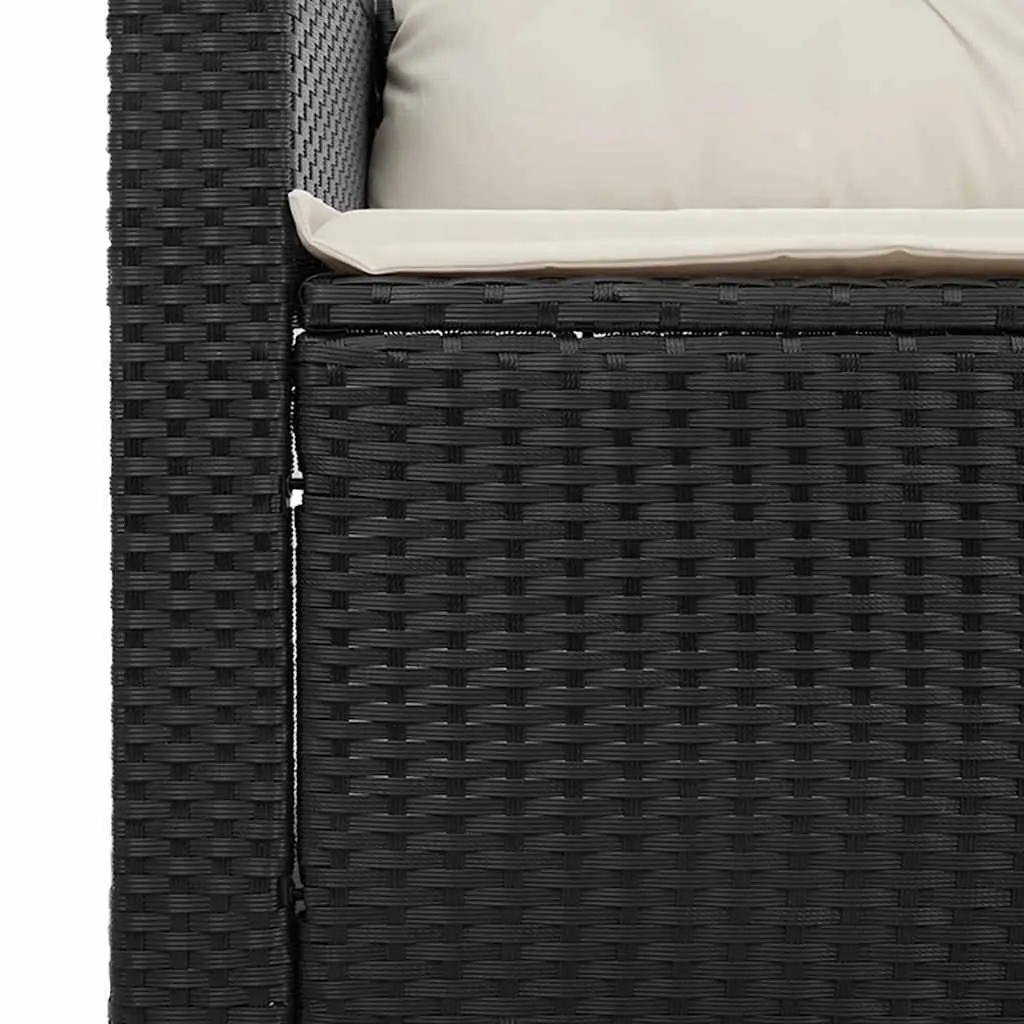 3-Seater Garden Sofa PE Rattan Powder-Coated Steel Black