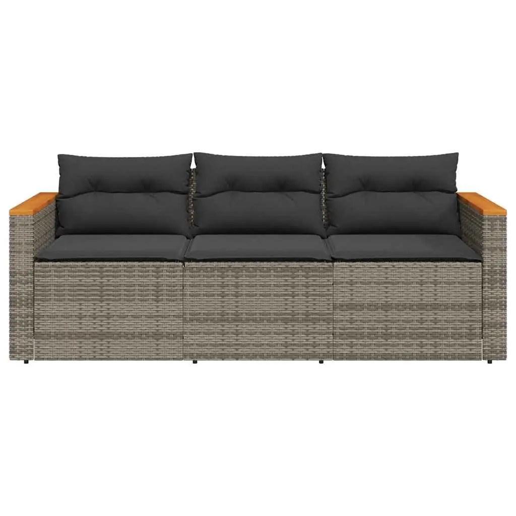 3-Seater Garden Sofa with Cushions in Grey